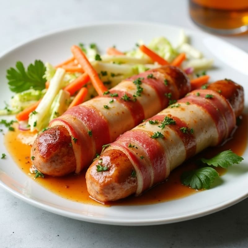 Lean Turkey-Wrapped Chicken Sausage with Fresh Slaw