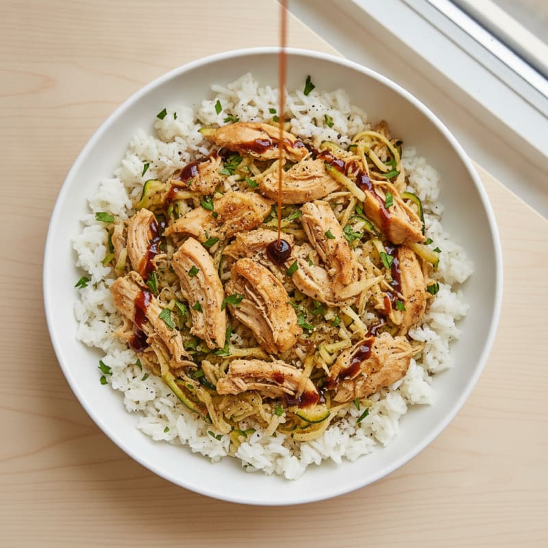 Pulled Chicken and Zucchini Rice Bowl