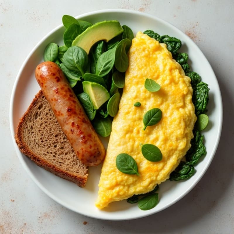 Egg White and Spinach Omelette with Turkey Sausage