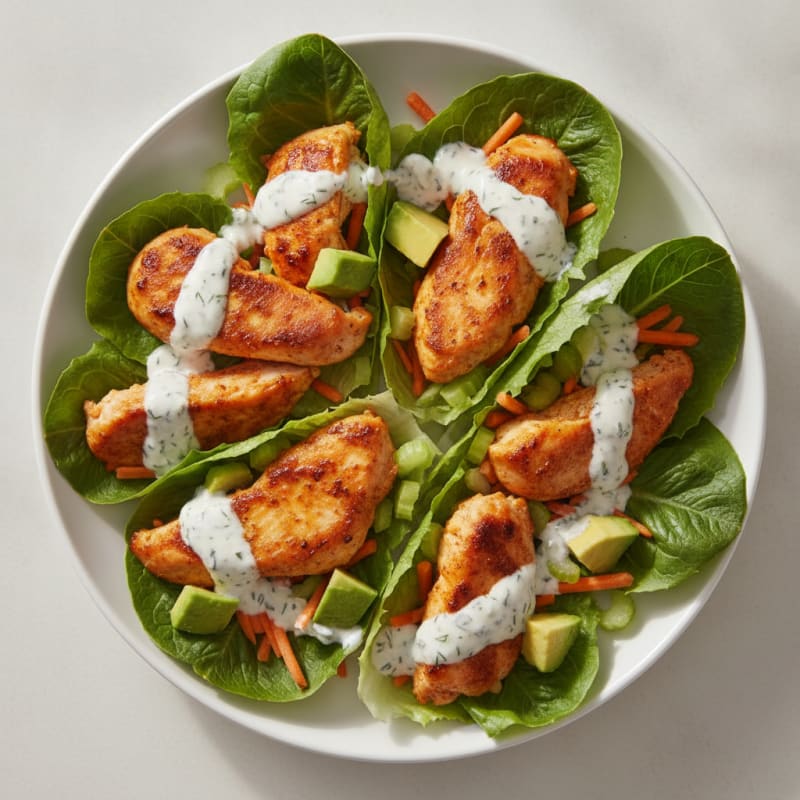 Buffalo Ranch Chicken Lettuce Wraps