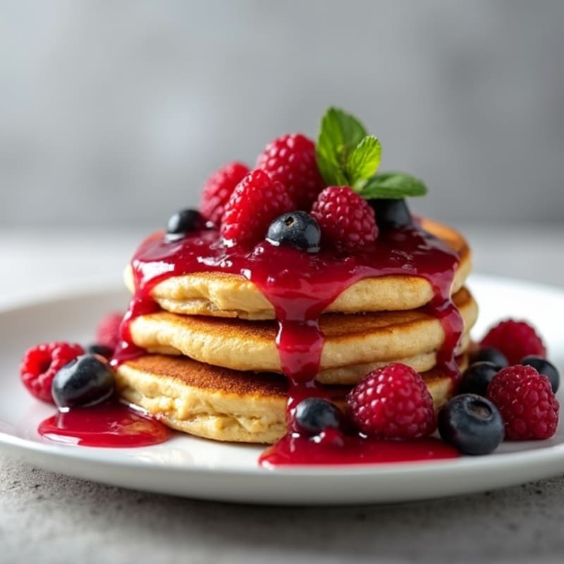 Fluffy Protein Pancakes with Berry Compote