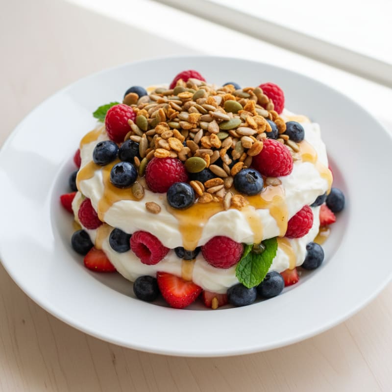 Skyr Berry Parfait with Toasted Seeds