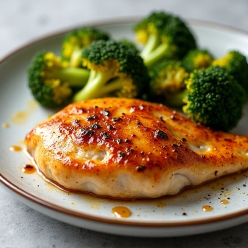 Baked Chicken with Sticky Sweet-Savory Glaze and Roasted Broccoli