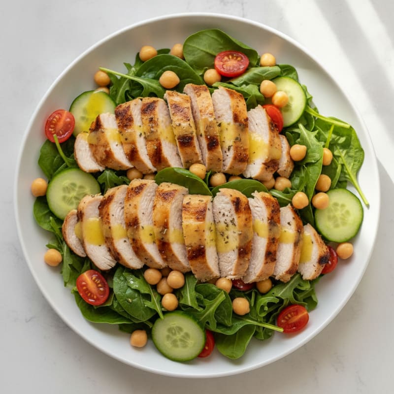 Grilled Turkey Breast Salad with Chickpeas and Lemon Vinaigrette