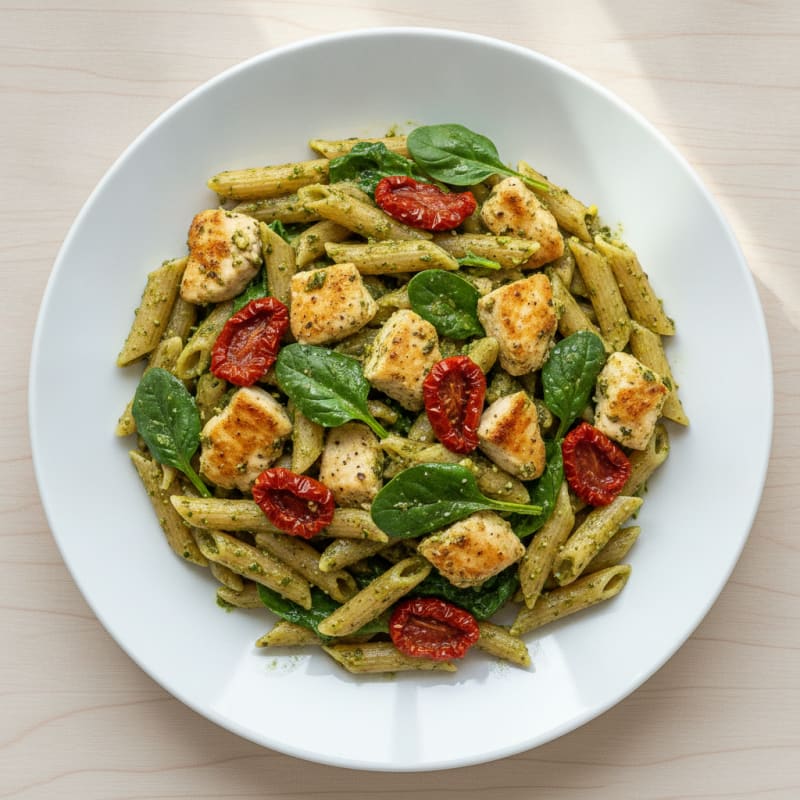 Pesto Chicken Pasta with Sun-Dried Tomatoes