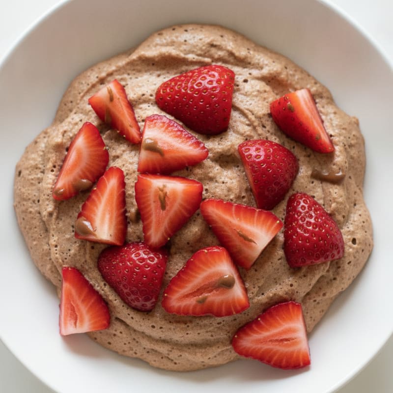 Chocolate Protein Mousse with Silky Tofu and Fresh Strawberries