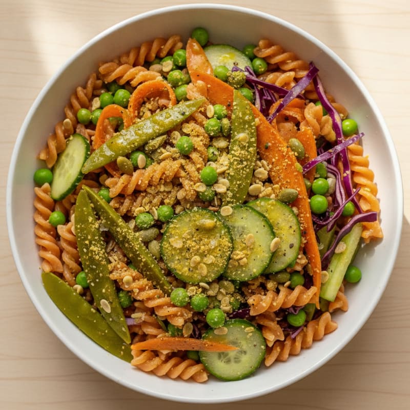 Rainbow Vegetable Noodle Bowl with Ginger-Lime Dressing