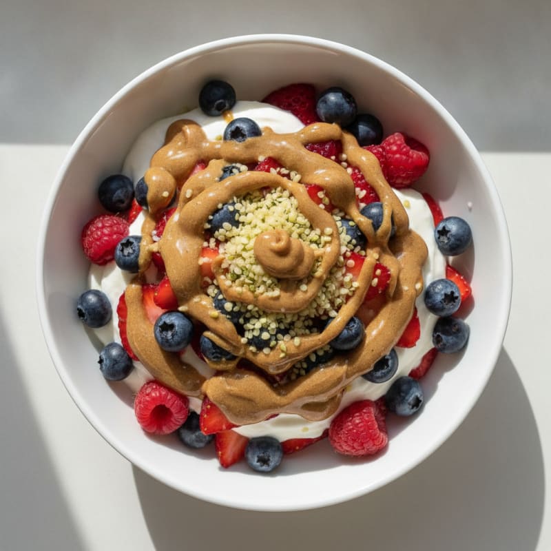 Creamy Greek Yogurt Parfait with Mixed Berries and Almond Butter