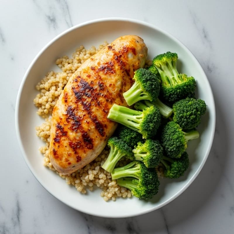 Grilled Chicken Breast with Roasted Broccoli and Quinoa