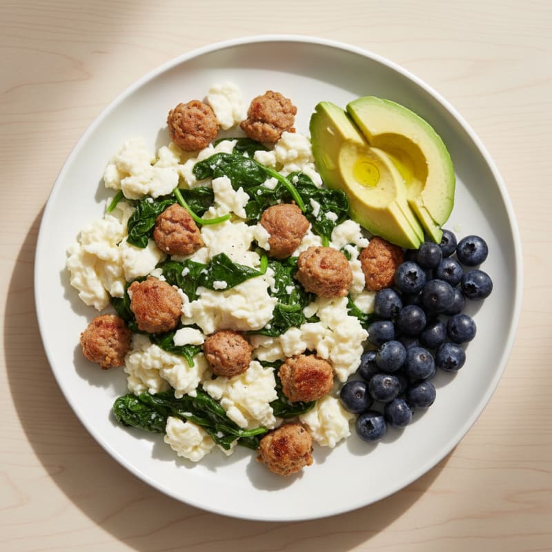 Egg White Scramble with Spinach and Turkey Sausage