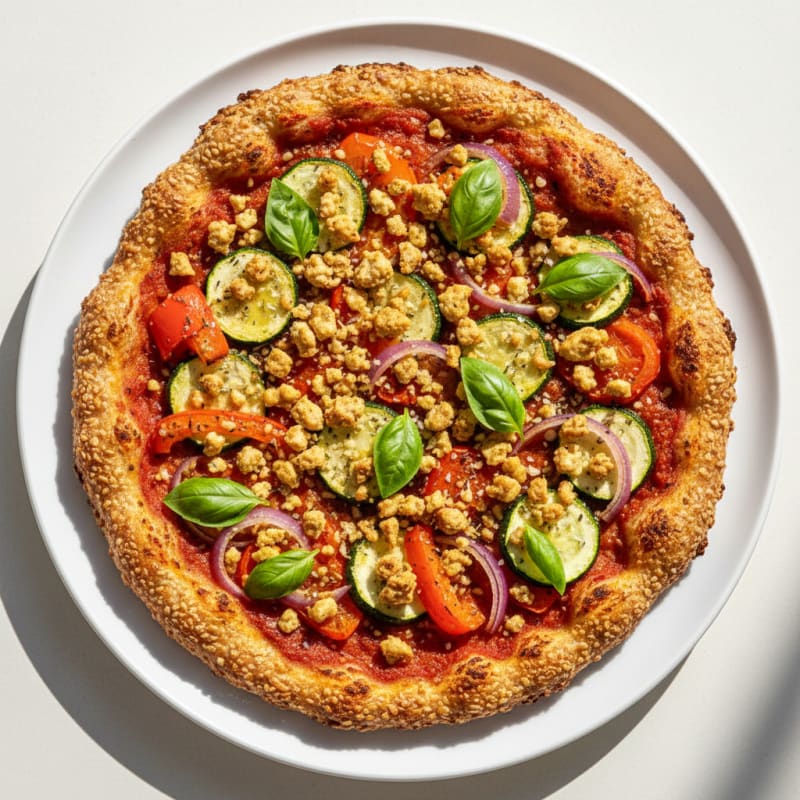 Roasted Vegetable and Basil Pizza