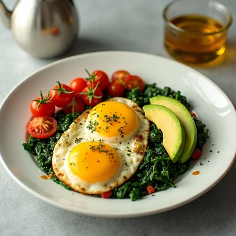 Egg White Scramble with Turkey Sausage and Sautéed Spinach