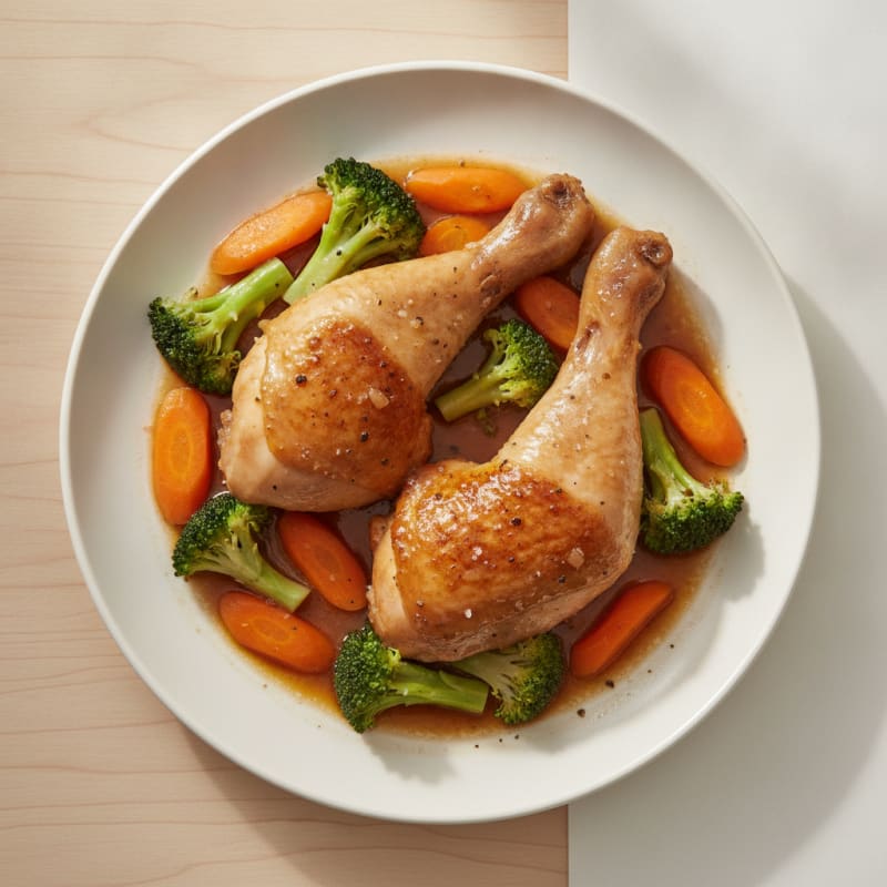 Braised Chicken Leg with Steamed Vegetables