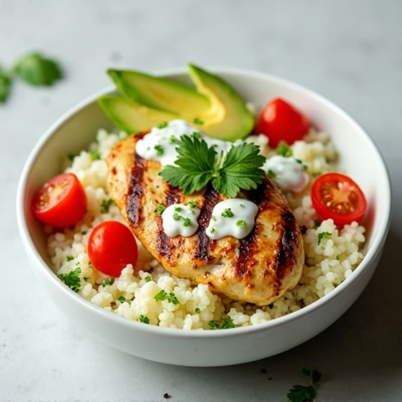 Cilantro-Lime Cauliflower Rice Bowl with Grilled Chicken