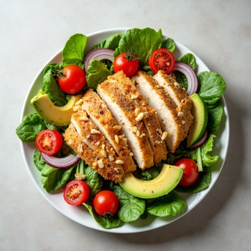 Crispy Chicken, Avocado, and Fresh Greens Salad