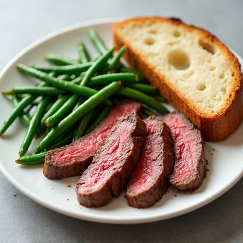 Seared Beef Strips with Steamed Green Beans