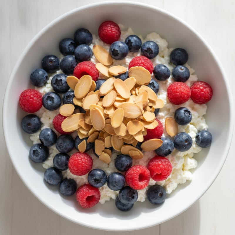 Cottage Cheese Berry Bowl with Almonds