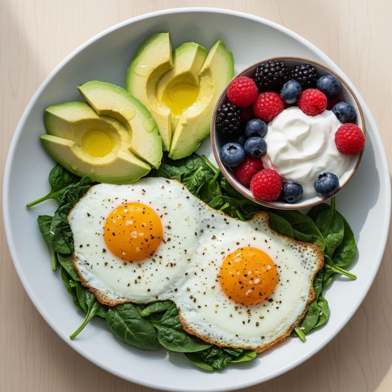 Baked Eggs with Avocado and Berries