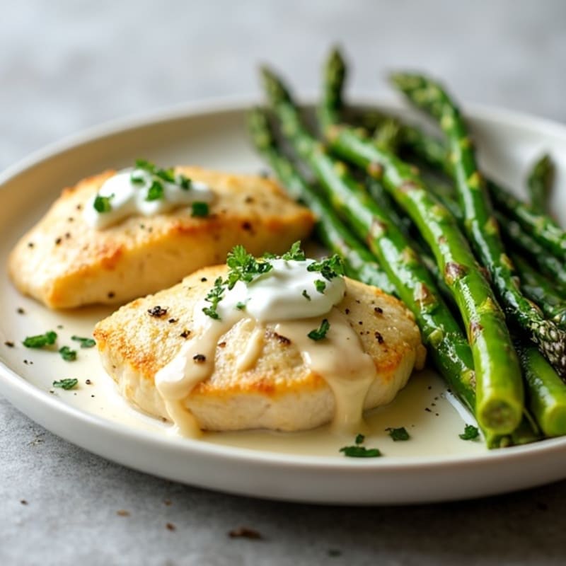 Creamy Lemon Herb Chicken with Roasted Asparagus