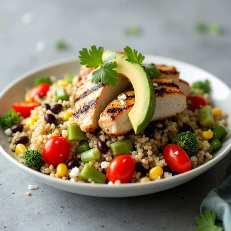 Fresh Quinoa & Black Bean Salad with Grilled Chicken