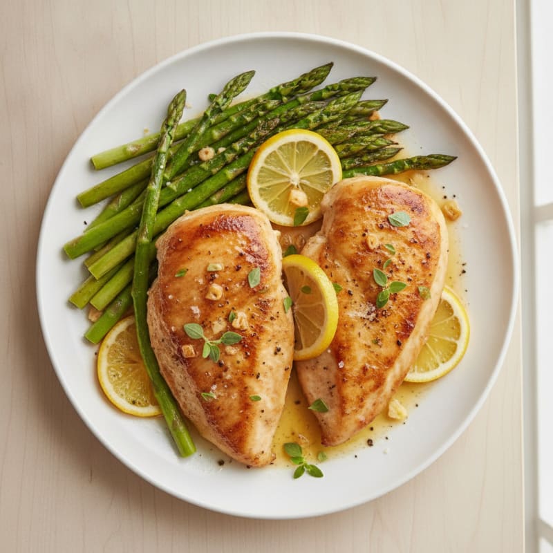 Lemon Herb Roasted Chicken with Asparagus