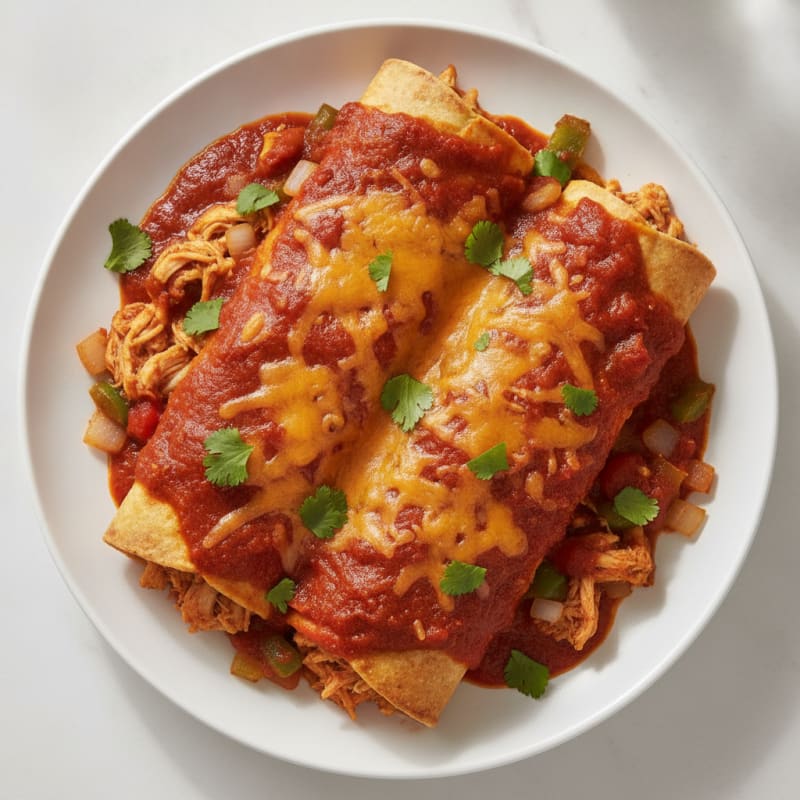Chicken Enchiladas with Red Chili Sauce