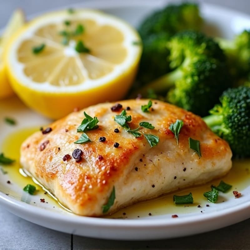 Lemon-Garlic Pan Seared Chicken with Roasted Broccoli