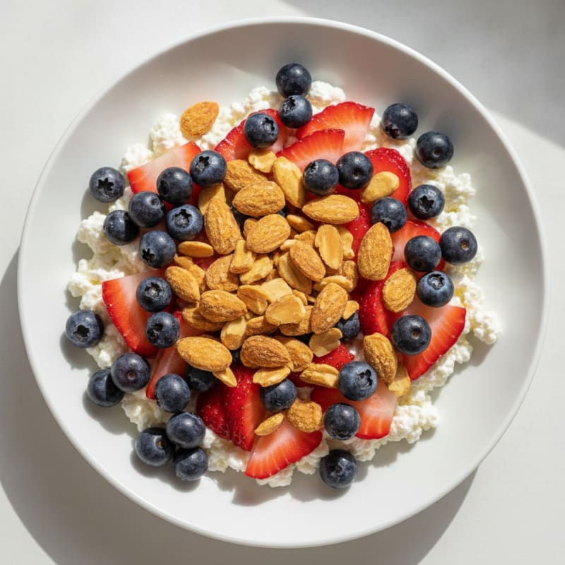 Cottage Cheese and Berry Protein Bowl with Almonds