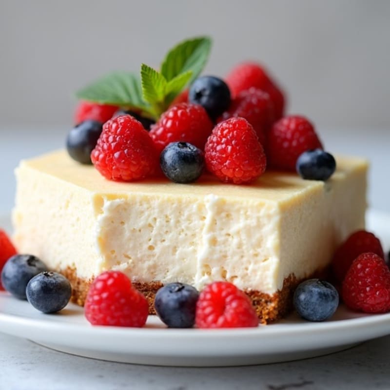 Greek Yogurt Protein Cheesecake with Mixed Berries