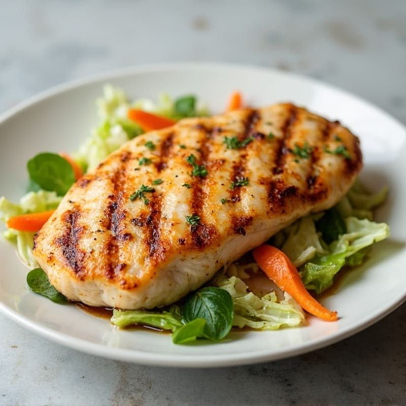 Grilled Chicken Breast with Crunchy Cabbage Slaw