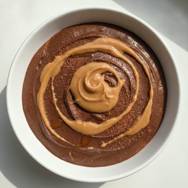 Chocolate Protein Mousse with Silky Peanut Butter Swirl
