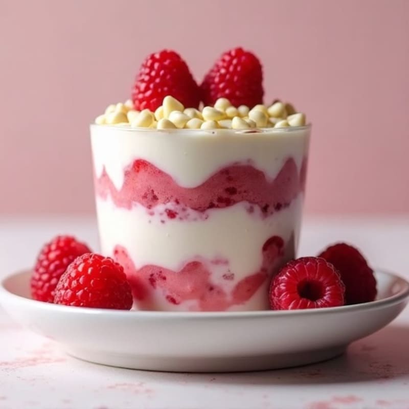 Creamy Raspberry White Chocolate Protein Parfait