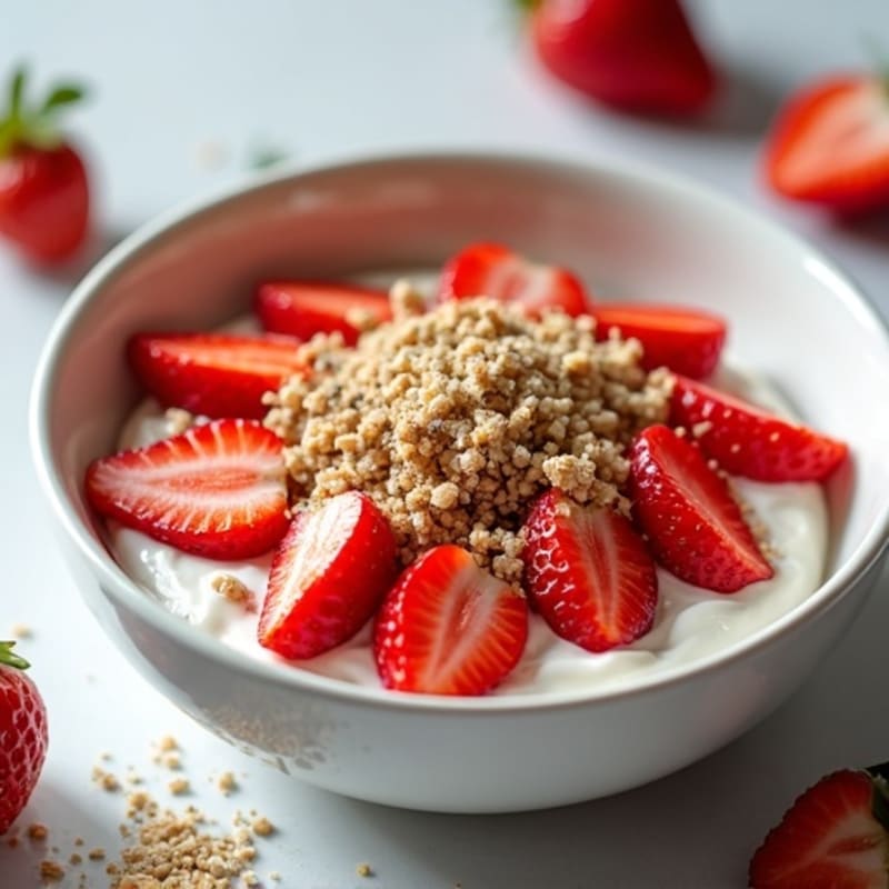 Protein-Packed Greek Yogurt Strawberry Shortcake Bowl