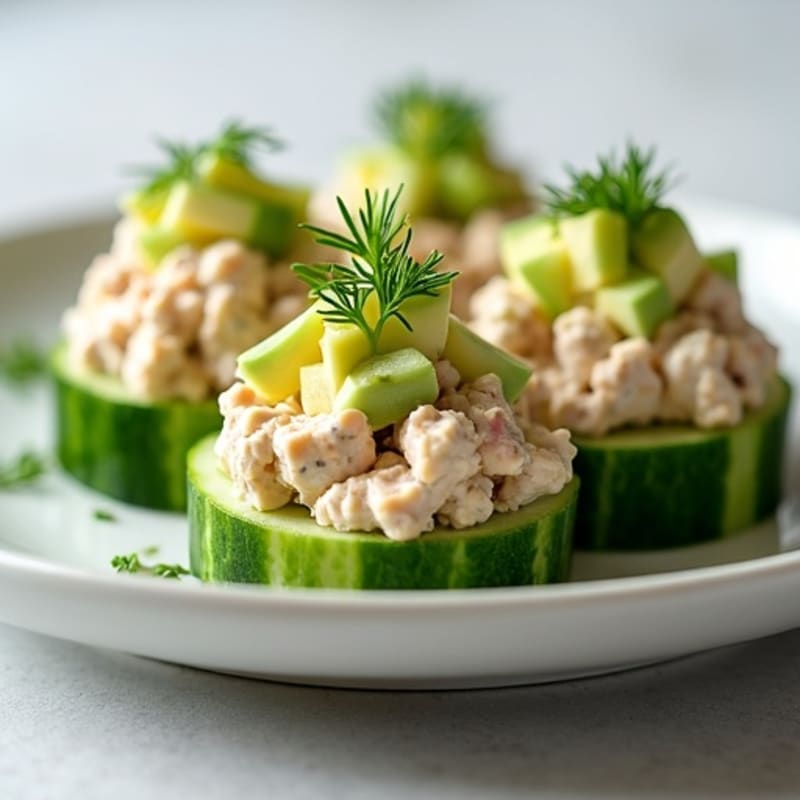 Creamy Tuna Stuffed Crispy Cucumber Boats