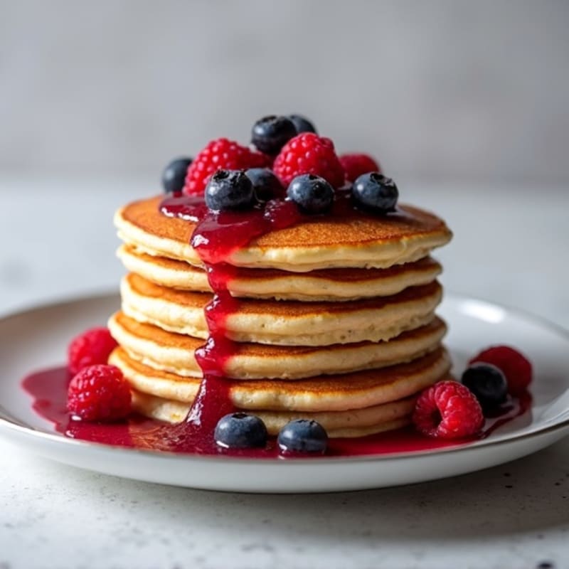 Fluffy Protein Pancakes with Berry Compote