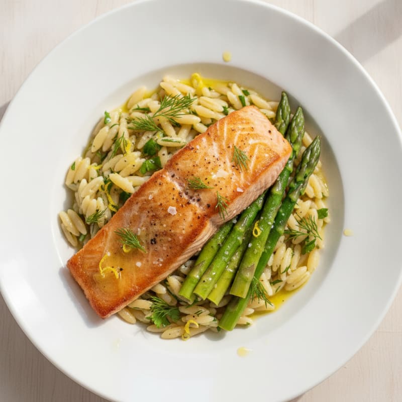 Lemon-Herb Salmon with Orzo