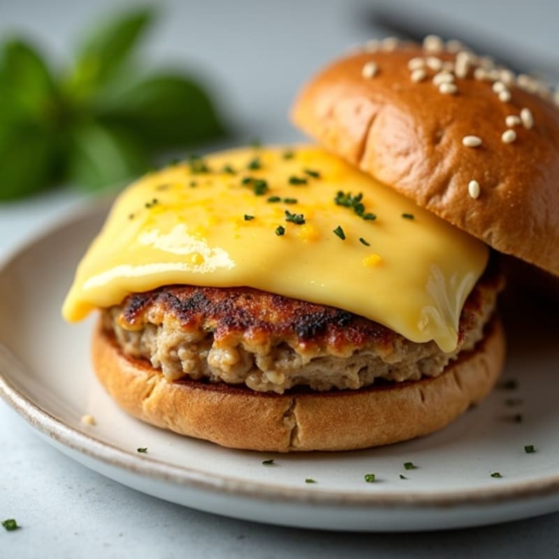 Herb-Seasoned Turkey Burger with Golden Melted Mozzarella