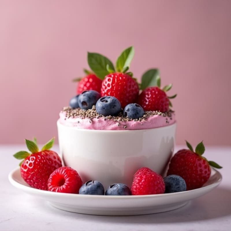 Greek Yogurt Protein Mousse with Mixed Berries