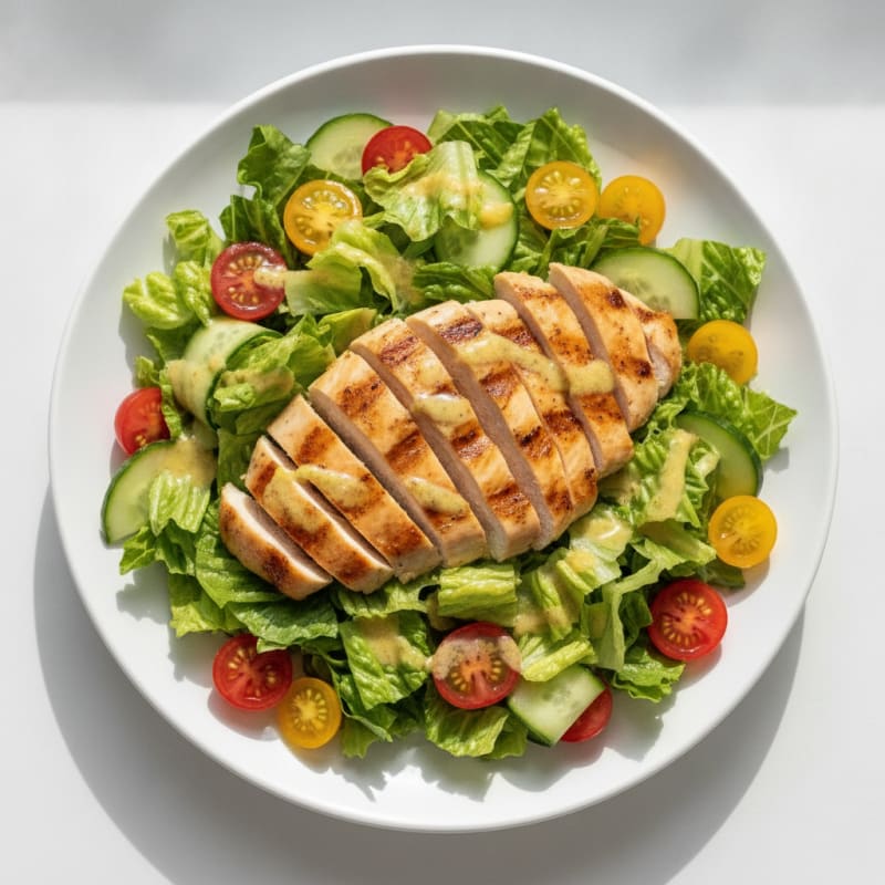Grilled Chicken Salad with Crisp Romaine and Lemon Vinaigrette