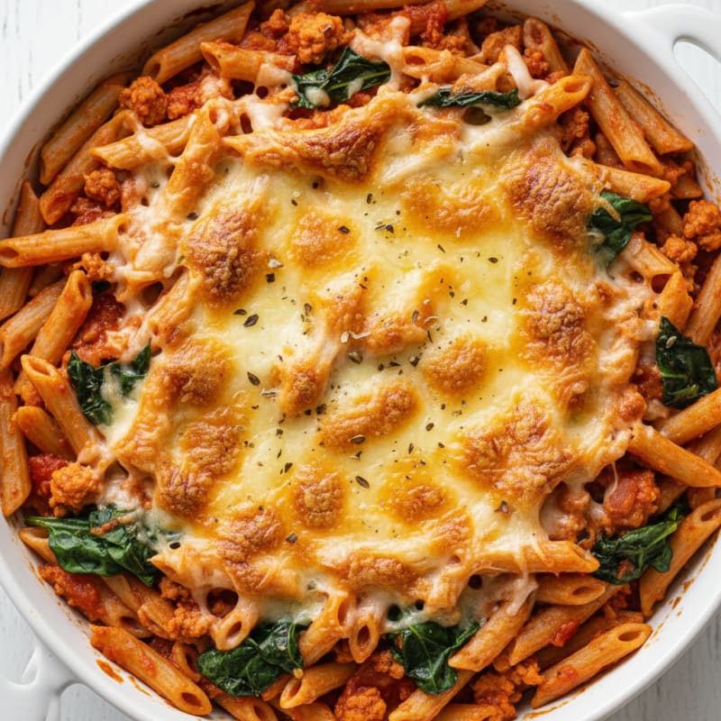 Creamy Baked Ziti with Golden Cheese