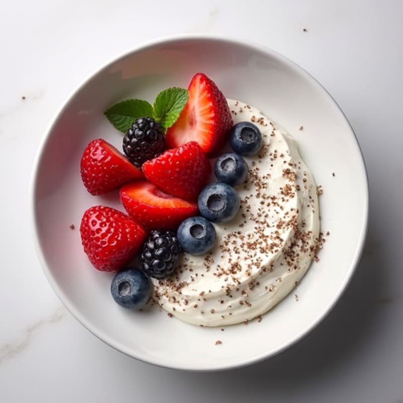 Cottage Cheese Bowl with Fresh Berries and Chia Seeds