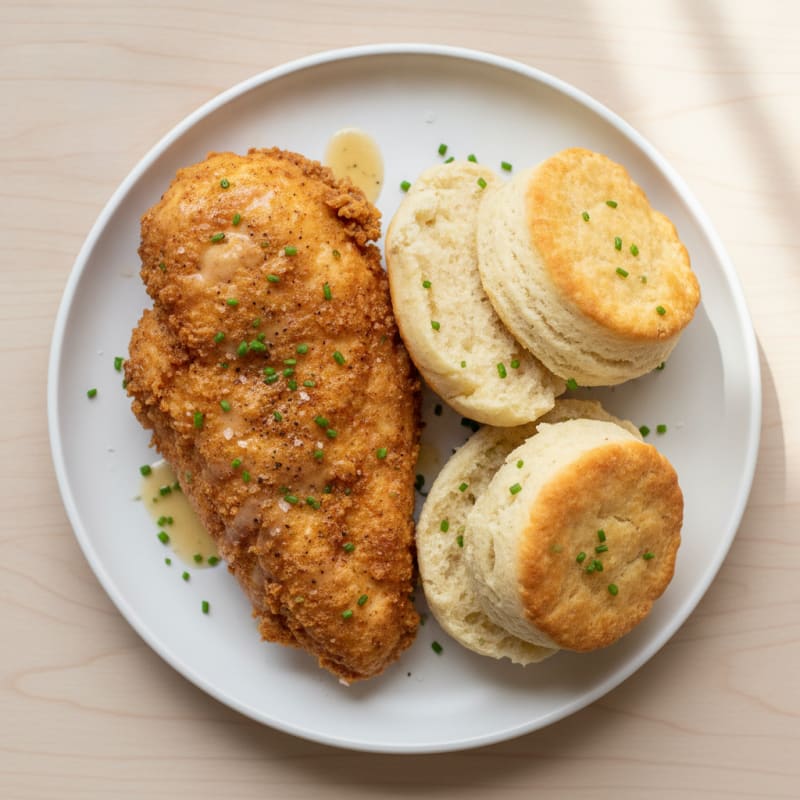 Buttermilk Fried Chicken with Fluffy Biscuits