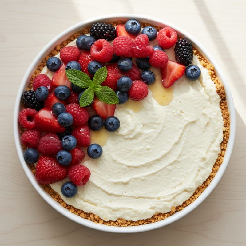Silky Protein Cheesecake with Mixed Fruit