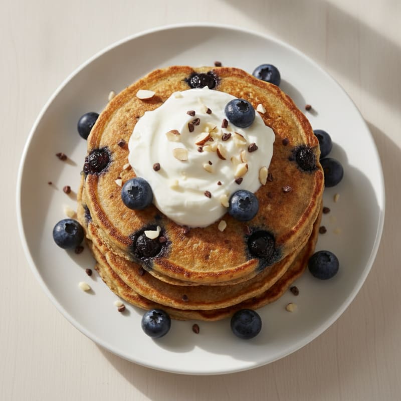 Blueberry Protein Pancakes with Greek Yogurt