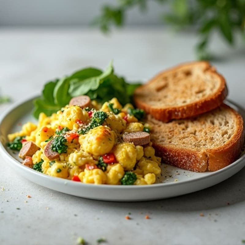 Egg White and Turkey Sausage Scramble with Spinach