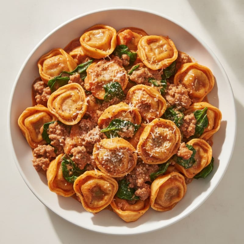 Beef Tortellini with Creamy Tomato Sauce