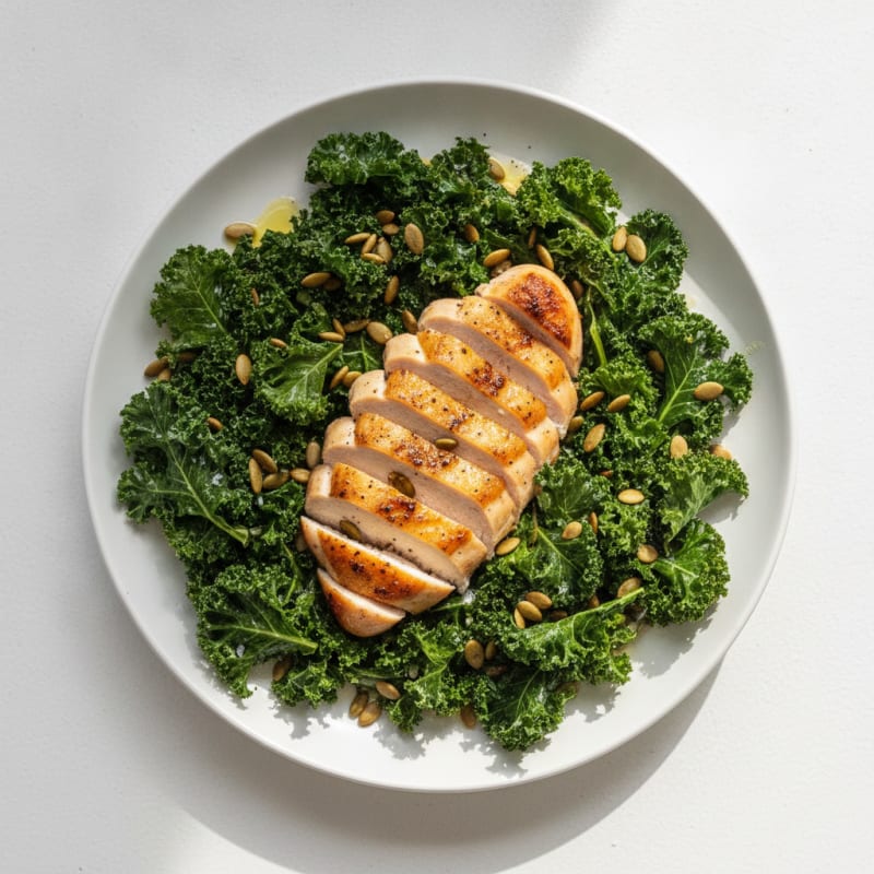 Garlic-Roasted Kale with Toasted Seeds