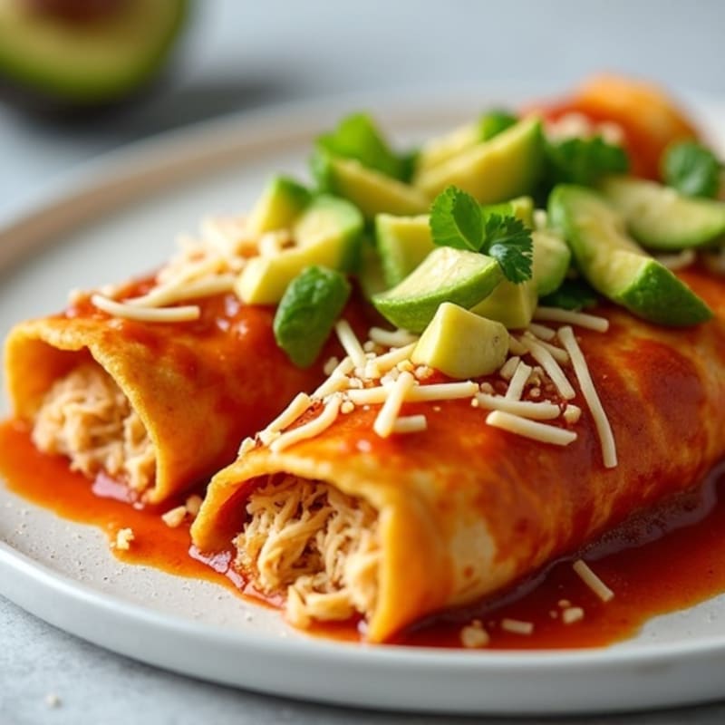 Healthy Baked Shredded Chicken Enchiladas