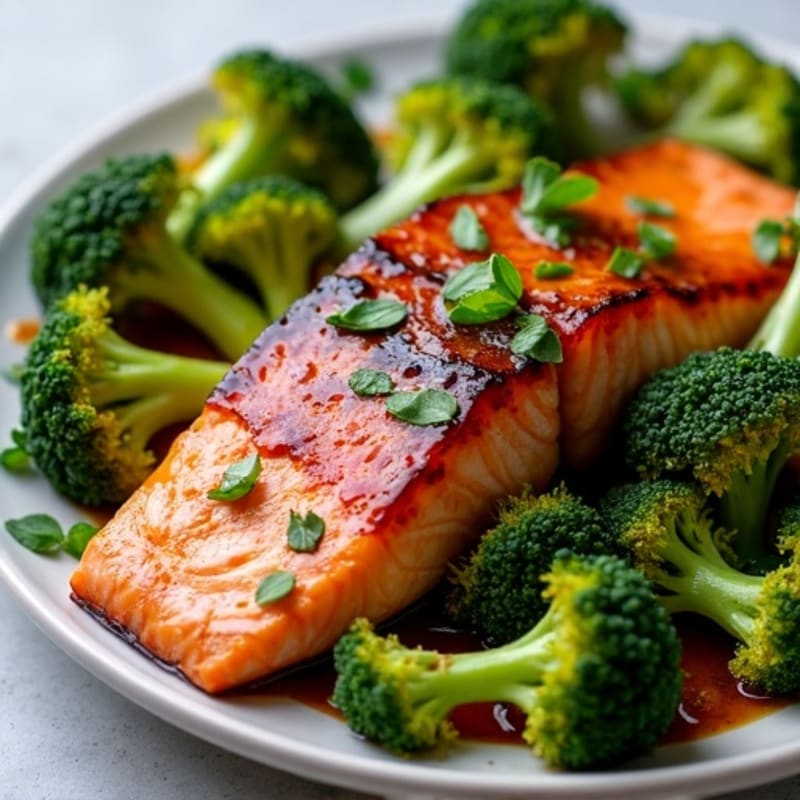 Sheet Pan Teriyaki Glazed Salmon with Crispy Broccoli