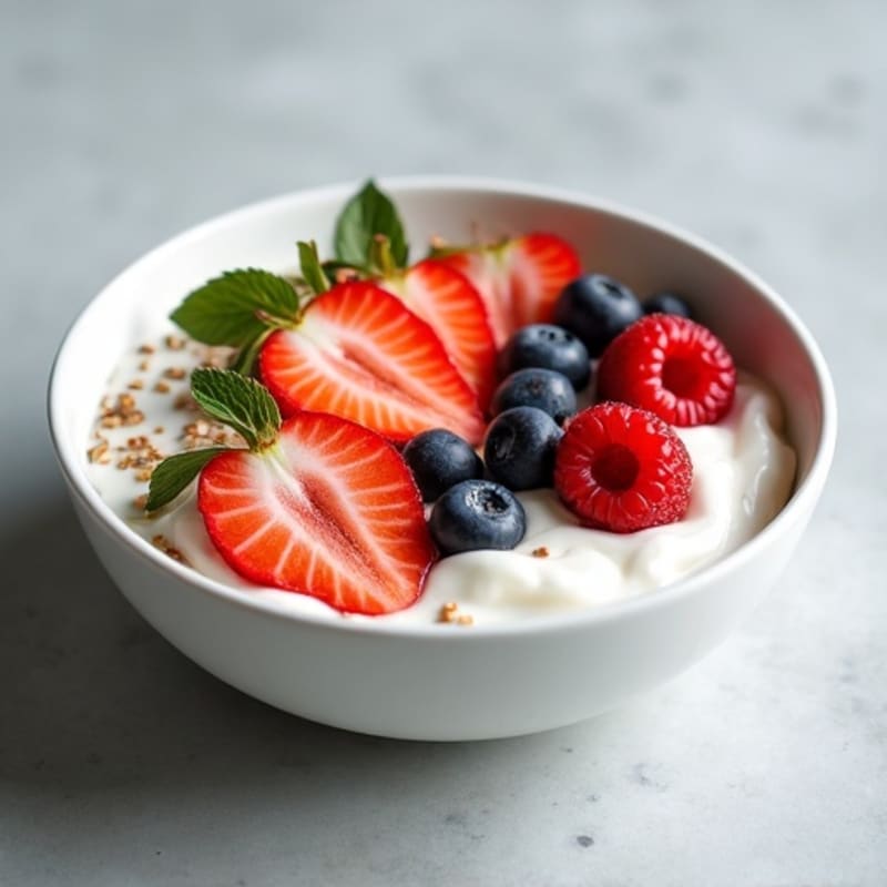 Creamy Greek Yogurt Bowl with Mixed Berries and Hemp Seeds